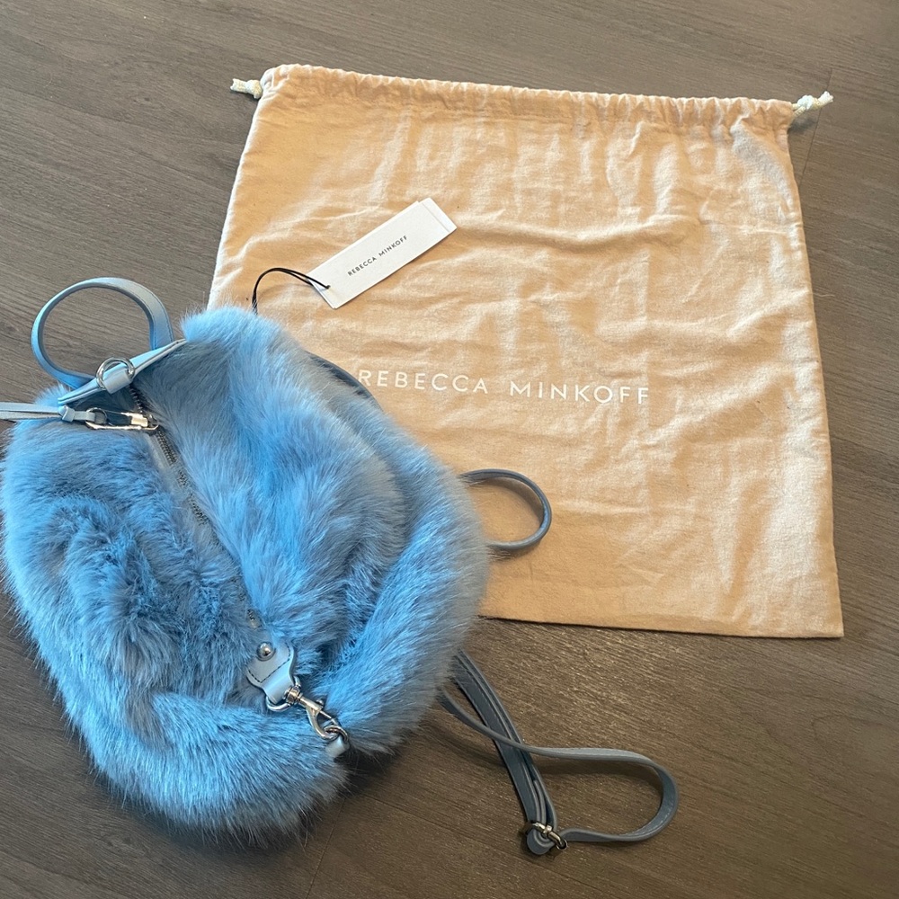 NWT Rebecca Minkoff Baby Blue Faux Fur Julian Backpack